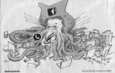 Karikatur von Burkhard Mohr "Octopus Facebook". Foto: screenshot