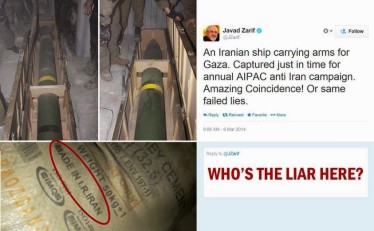 twitter von Javad Zarif Zwei M 302 Raketen und ein Zementsack "Made in I.R.Iran"