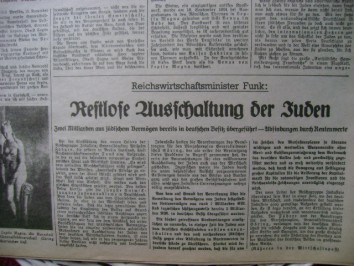 Berliner Morgenpost November 1938 Ausschaltung der Juden. Foto: Archiv/RvAmeln
