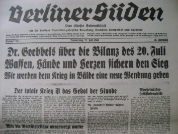 Zeitung "Berliner Süden" Donnerstag, 27. Juli 1944. Foto: Archiv/RvAmeln