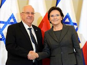 Präsident Rivlin und die polnische Ministerpräsidentin Kopacz (Foto: GPO/Mark Neiman)