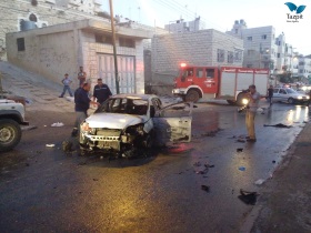 Das in Brand gesetzte Auto der US-Touristen. Foto: Moshe Butavya/Tazpit News Agency