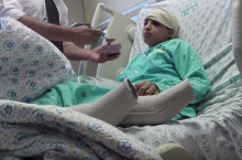 Ahmed Mansra, 13, in seinem Bett im Hadassah Hospital in Jerusalem. Foto: GPO