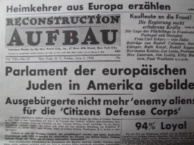 Ausgabe des "Aufbau", erschienen in New York, am Freitag, 5. Juni 1942. Foto: Archiv/RvAmeln
