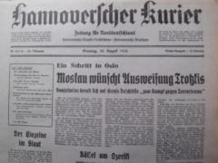 "Hannoverscher Kurier" von Sonntag, 30. August 1936. Foto: Archiv/RvAmeln