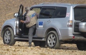 EU-Fahrzeug in Judea-Samaria (illustration), Foto: Regavim