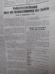 Jüdisches Nachrichtenblatt von Freitag, 14. September 1941. Foto: Archiv/RvAmeln