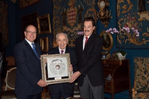 Kronprinz Albert von Monaco erhielt von Shimon Peres Auszeichnung "Friend of Zion". Foto: Friends of Zion Museum