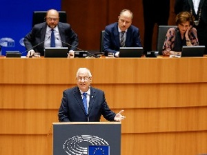 Staatespräsident Rivlin während seiner Rede vor dem EU-Parlament. Foto: GPO/Mark Neiman