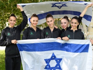 Das israelische rhythmische Gymnastik-Team.  courtesy Israel Olympic Committee