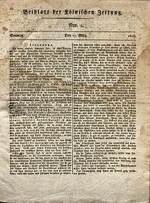 Faksimile des Beiblattes von 1816